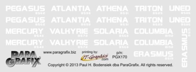 Battlestar Galactica - Battlestar Pegasus Registry Decals - PGX171 Paragrafix