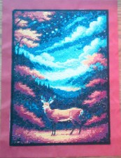 5D Diamond Art Painting DEER FALL EVENING IN MOUNTAINS 30x40cm - FINISHED