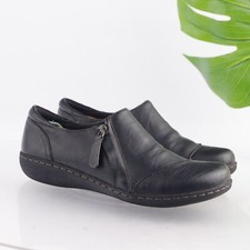 Clarks Women's Ashland Palm Loafer Size 8 Black Leather Ankle Shootie Comfy Shoe
