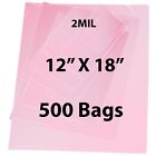 12" X 18" 500 Bags, 2Mil Pink Anti-Static Lay Polyethylene Flat Poly Bags