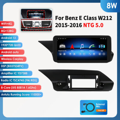 Android 13 8+128G Carplay Autoradio BT5.0 Für Mercedes Benz E-Klasse W212 NTG5.0