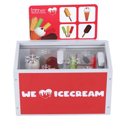 Tanner der kleine Kaufmann Eistruhe aus Holz, mit verschiedenen Eissorten