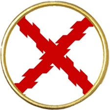 Burgundy Cross France Gold Colour Round Badge And Velveteen Bag