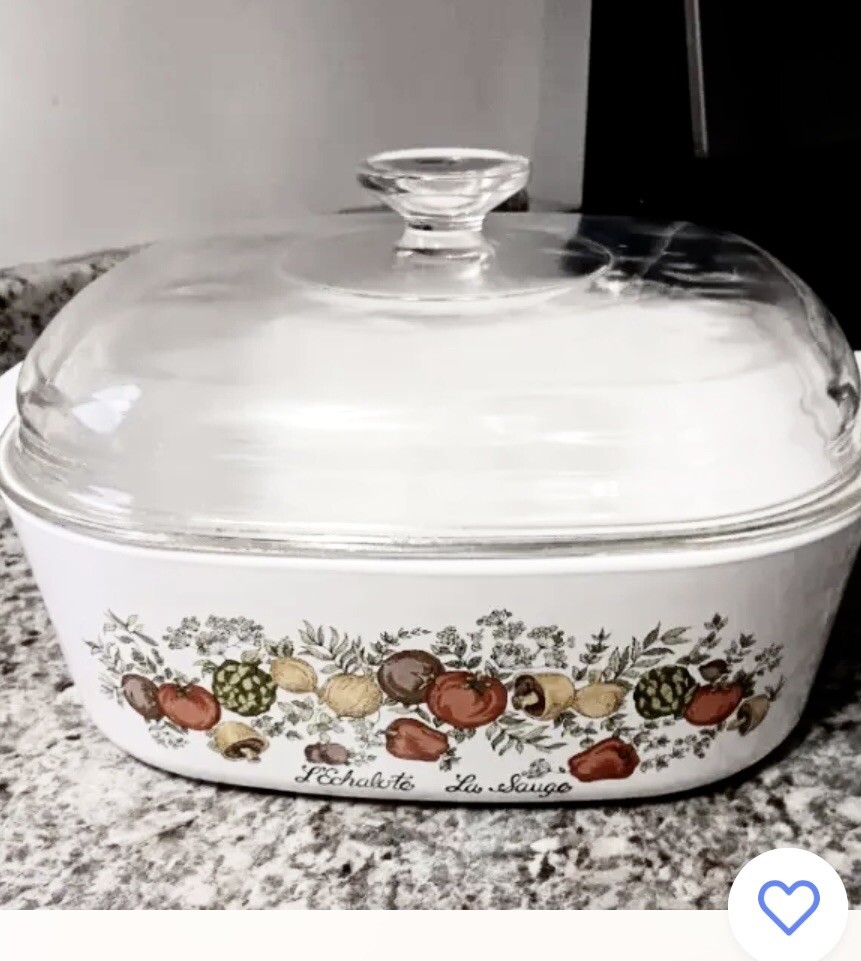 VTG CORNING WARE SPICE OF LIFE “L’ECHALOTE La SAUGE” 4QT CASSEROLE DISH