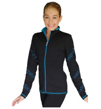 Chloe Noel Adult Medium Spiral Crystal Figure Skating Jacket JS96 Blk/Turquoise