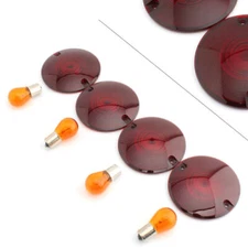 Turn Signal Light Amber Bulbs Red Lens Cover Fit Harley Davidson Road King 94-10