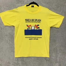 Screen Stars Best - T Shirt Yellow Carlsbad Single Stitch Large - Vintage