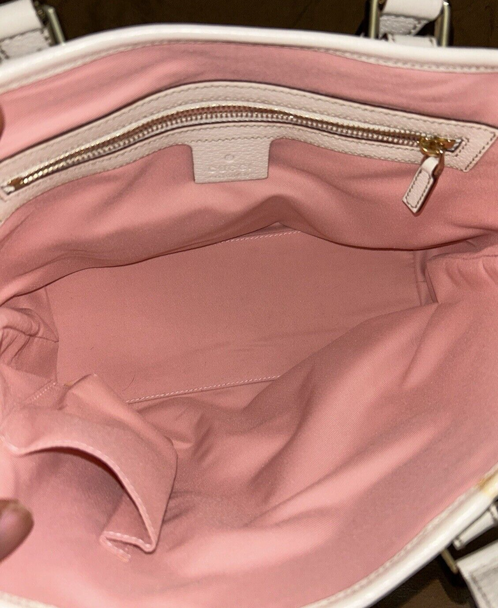 PRE-OWNED GUCCI PINK GG CANVAS AND LEATHER MINI JOLICOEUR WEB TOTE