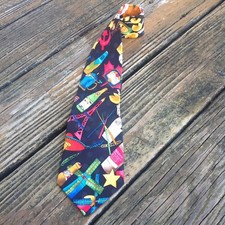Nicole Miller Russia Russian Soviet Union Black Red Silk Mens Tie Vtg 90s 1991