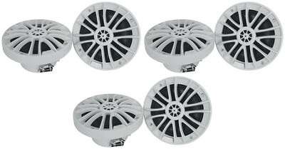 (6) Rockville RM-PREMIUM-65 WHITE 6.5'' 600w Marine Boat Speakers - Crisp Sound!
