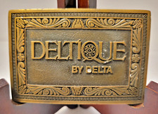 Vintage DELTIQUE BY DELTA Belt Buckle Brass Plate Faucet Company Promotional