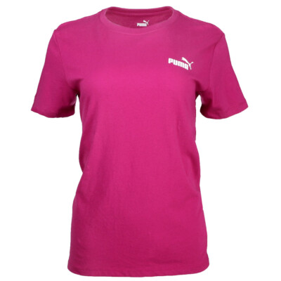 Puma Ess Small Logo Crew Neck Short Sleeve T-Shirt Womens Pink Casual Tops 67890