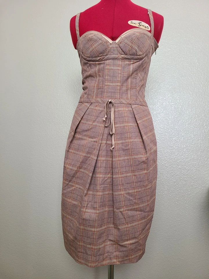 BCBGIRLS Mini Vestido a Cuadros con Correa Ajustable Manga Espalda Elástica Talla 4 Foto 2 de 4