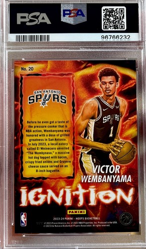 2023 PANINI NBA HOOPS IGNITION #20 VICTOR WEMBANYAMA ROOKIE PSA Looks Nicer! - Picture 2 of 2