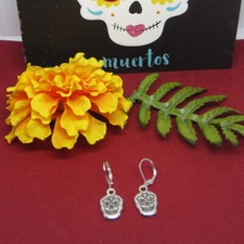 Halloween's Cutest Day of the Dead Skull Set of Earrings made of Sterling Silver