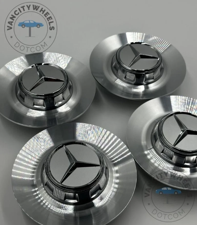 4 peças 147 mm Mercedes Benz W213 W205 R190 cubo de roda tampa central A2224002800 prata - Imagem 3 de 4
