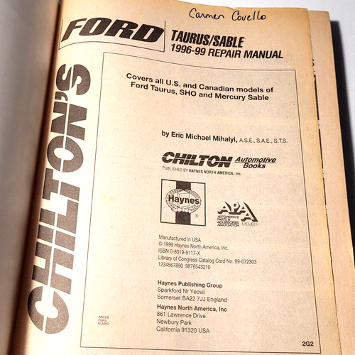 Chilton 26702 Ford Taurus, SHO, Mercury Sable 1996-1999 Service Repair Manual - Picture 17 of 18