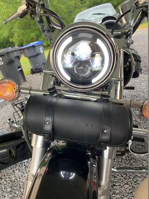 7'' LED Black Projector Headlight For Motor Street Glide FLHX Touring Yamaha V Star Xvs 650