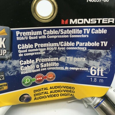 Monster Cable  Just Hook It Up  6 ft. Video Coaxial Cable. Digital audio/video