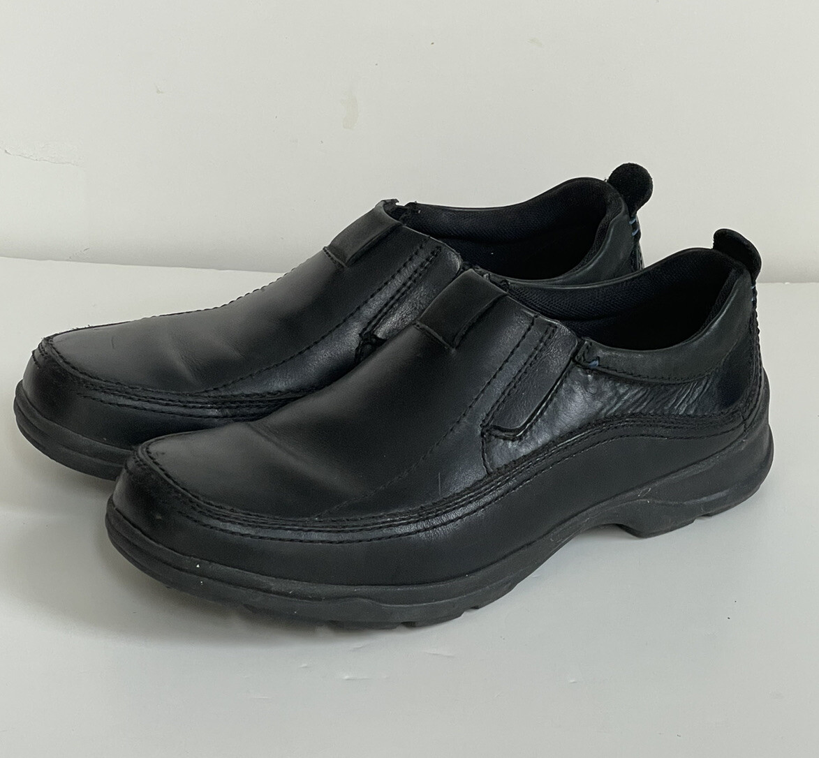 Hush Puppies Mens Size 7 Loafers Slip On Shoes Black Leather Casual