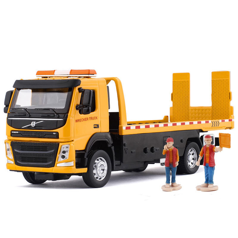 1:34 Traffic Wrecker Tow Truck Trailer Model Car Diecast Toy Car Kids Yellow