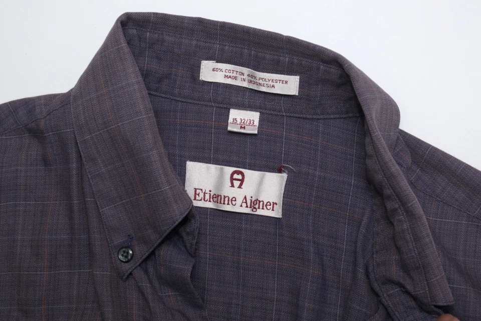 Camisa de vestir Etienne Aigner púrpura/gris para hombre talla 15 32/33 Foto 2 de 4