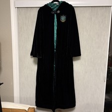 Harry Potter Slytherin Costume Black  Green 53  Long Robe W/ Hood One Size