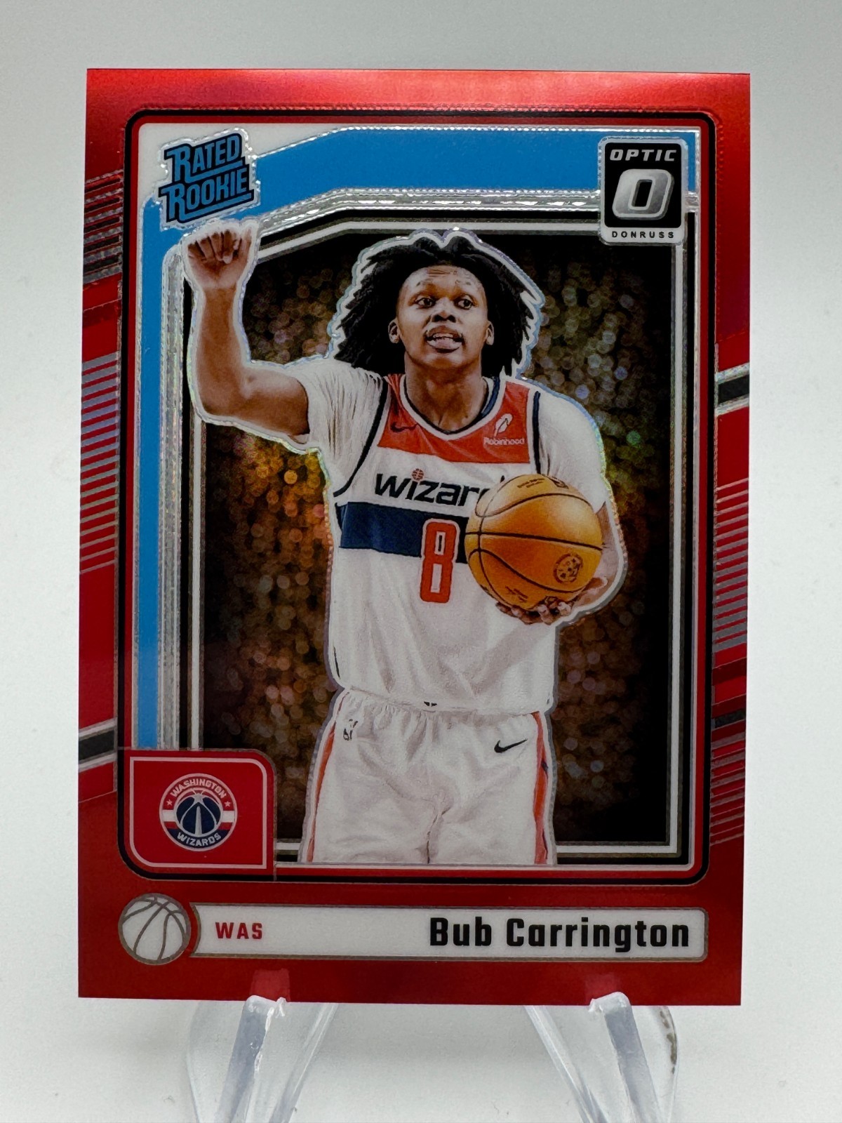 2024-25 Donruss Optic BUB CARRINGTON Rated Rookie Red Prizm /99 #273 Wizards