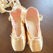 Chacott Pink Satin Ballet Pointe Shoes w/ Ribbons Made in Japan Size 24 1/2