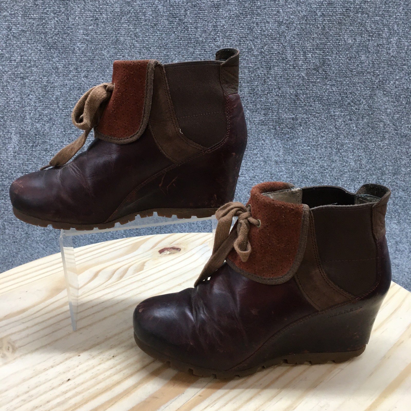 Stivali Merrell donna 7 5 cannella lisci chelsea zeppa stivaletti pelle marrone