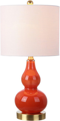 JONATHAN Y JYL1028G Anya 20.5'' Mini Glass LED Table Single, Sunset Orange 