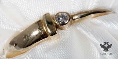 Modern unique ring made of 585 gold with brilliant size 60 timeless elegance