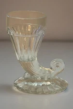 Vintage 4.75" Jeannette Clear Glass Cornucopia Bud Vase Vintage USA