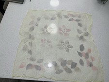 Unbranded Vintage Gauzy Sheer Yellow Floral Nylon Scarf 25" X 24"