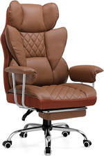 Big  Tall Ergonomic Office Chair with Footrest  Lumbar Support, Leather