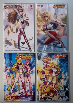 Kamen America Vol. 1, 2, 3, 4 Iconic Comics Signed Timothy Lim & Mark Pellegrini