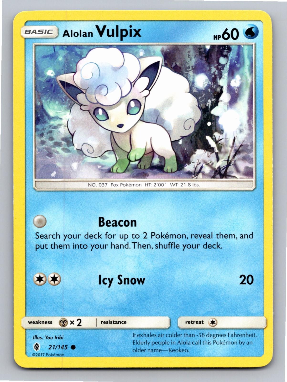 Alolan Vulpix 21/145 Common Guardians Rising Pokemon Near Mint