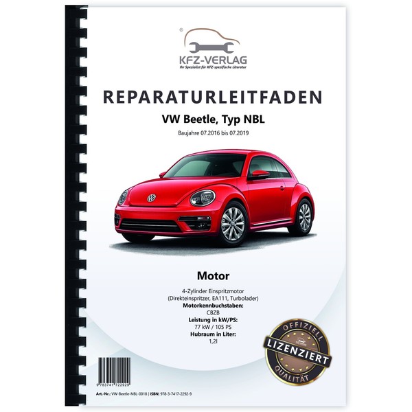 VW Beetle Typ NBL 2016-2019 4-Zyl. Benzinmotor 1,2L 105 PS Werkstatthandbuch-image