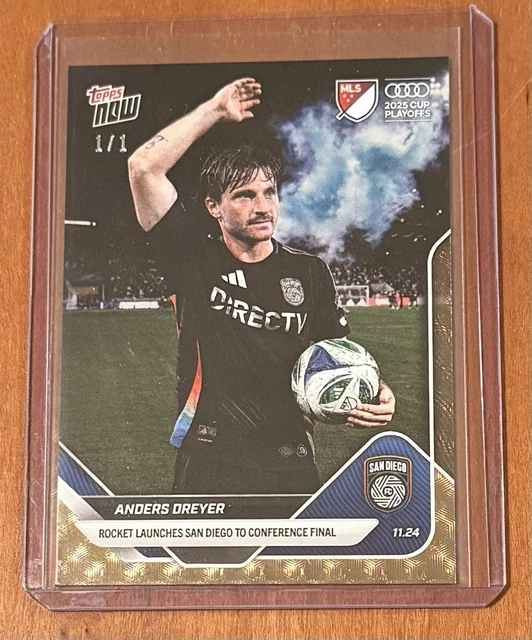 2025 TOPPS NOW MLS #135 ANDERS DREYER - 1/1 GOLD FOILFRACTOR PARALLEL