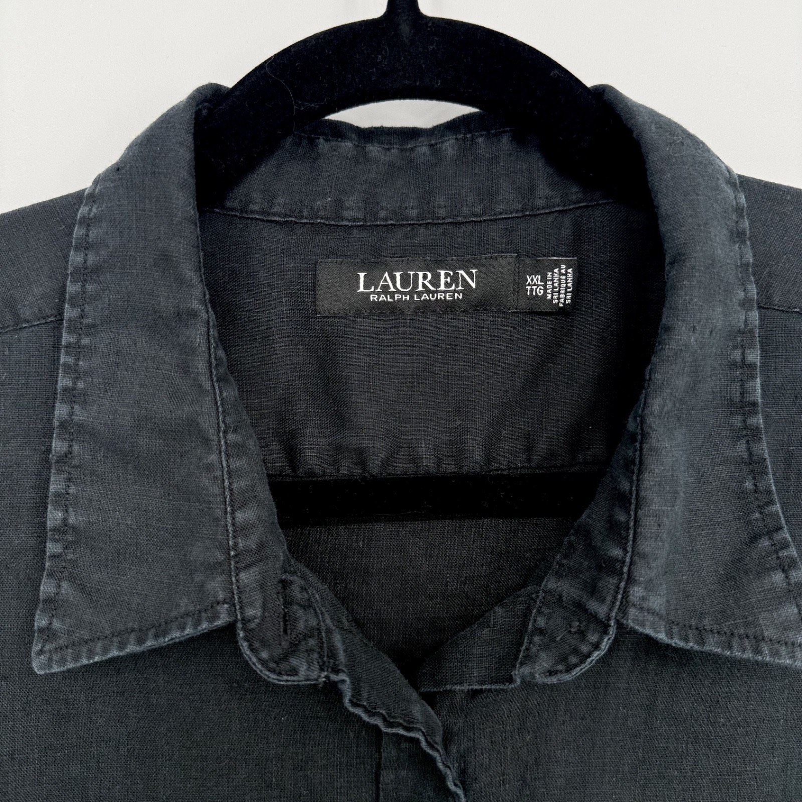 Lauren Ralph Lauren 100% Linen Black Button Down Shirt Women’s XXL Black Label thumbnail 3