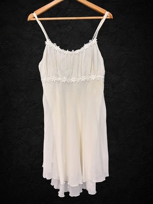 Vintage St Michael Top Damen UK 12 Weiß Y2K Lagenlook Ärmellos Plissee Chic