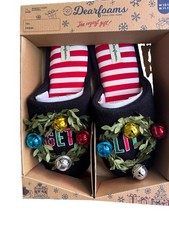 Dearfoams Womens Black Get Lit Christmas Holiday Slippers Size 11/12