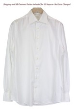 Suitsupply Traveller Men's Shirt 39/15 1/2 Slim White Cotton Classic Twill