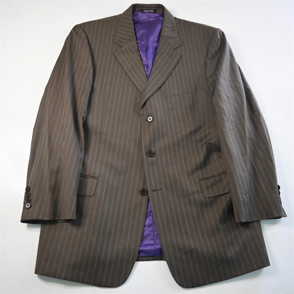 Paul Smith 44L 36x34 Marrón Rayas 100% Lana Hecho en Italia Hombres Chaqueta Pantalones Traje Foto 2 de 4