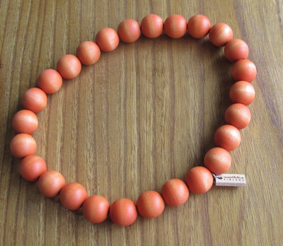 Vintage Aarikka Finland Wooden Bead Necklace   Long Burnt Orange / Coral