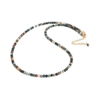 Gempires Moss Agate Beaded Necklace, Short Necklace for Women, Crystal Choker...