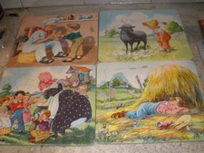LOT OF 4 VINTAGE P M CO NURSERY RHYME PUZZLES