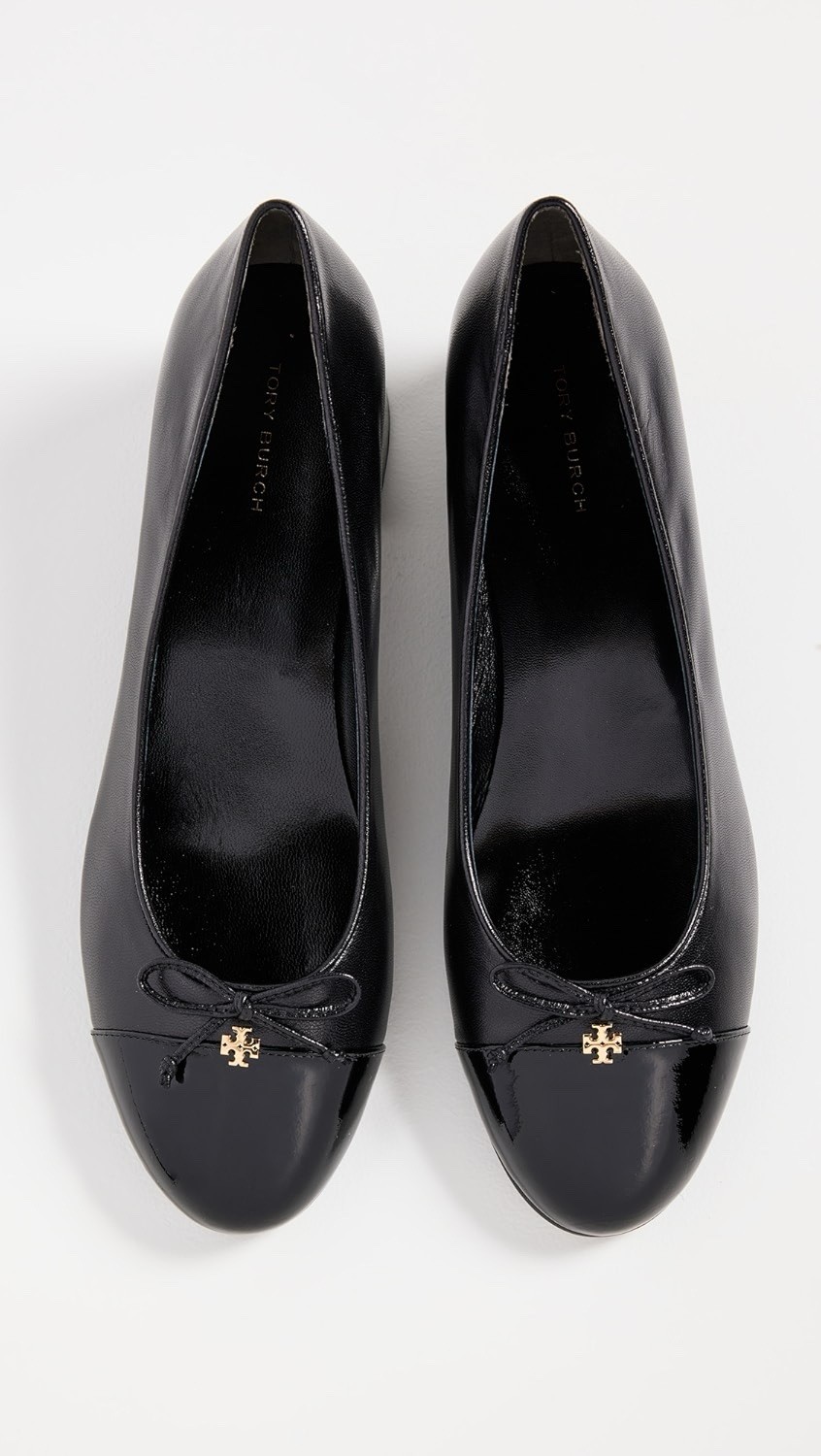 Tory Burch Cap Toe Ballet Pump In Black Leather 7.5 M $325 thumbnail 6