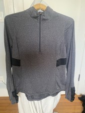 Danskin Now Women s Quarter Zip Athletic Top Gray Black Semi-Fitted Large