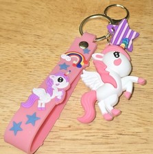 Light Pink And White Unicorn With Purple Star Backpack Charm Purse Bag Girls...